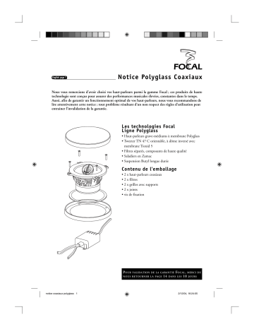 Manuel du propriétaire | Focal POLYGLASS COAXIAUX Manuel utilisateur | Fixfr