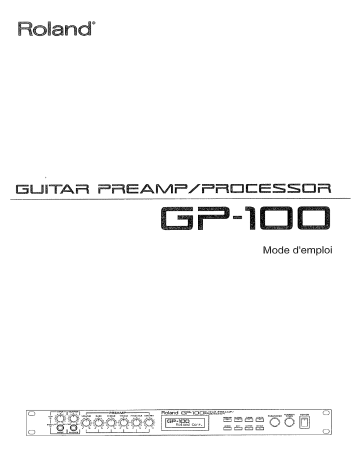 Manuel du propriétaire | Roland GP-100 Manuel utilisateur | Fixfr