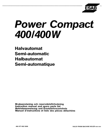 ESAB POWER COMPACT 400 Manuel utilisateur | Fixfr