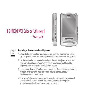 SHINE | Mode d'emploi | LG Série KE970 Manuel utilisateur | Fixfr