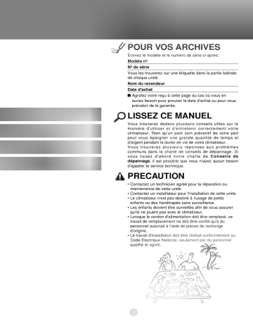 LG LWC051JGAA0 Manuel du propriétaire | Fixfr