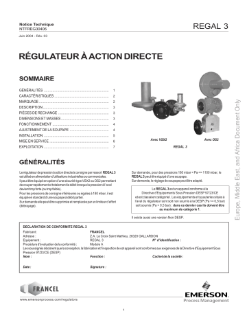 Une information important | Francel Regal 3 Régulateurs Manuel utilisateur | Fixfr