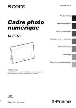 Sony DPF-D70 Manuel utilisateur