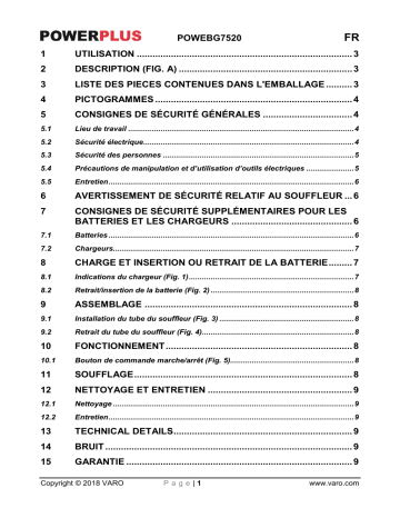 Manuel du propriétaire | Powerplus POWEBG7520 Manuel utilisateur | Fixfr