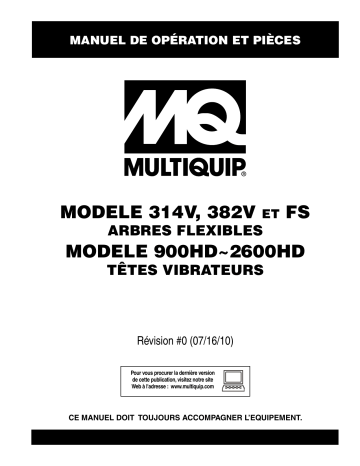Mode d'emploi | MQ Multiquip flex-shafts-heads Manuel utilisateur | Fixfr