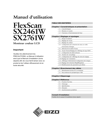 Manuel du propriétaire | Eizo FlexScan SX2761W Manuel utilisateur | Fixfr