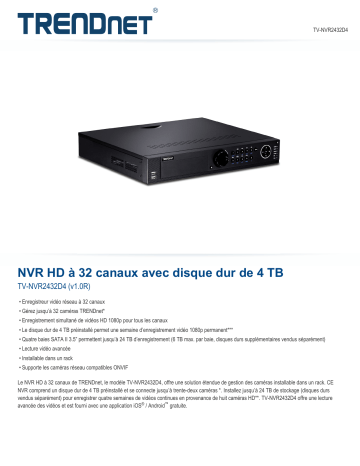 Trendnet RB-TV-NVR2432D4 32-Channel HD NVR Fiche technique | Fixfr