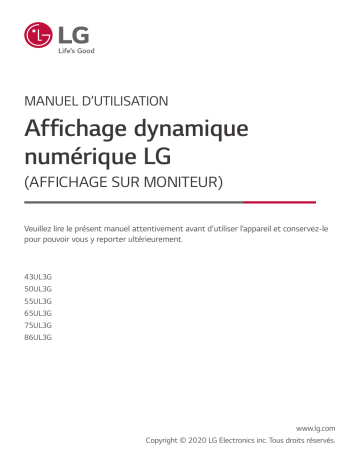 43UL3G-B | 75UL3G-B | 55UL3G-B | LG 86UL3G-B Manuel du propriétaire | Fixfr