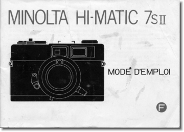 Mode d'emploi | KONICA Hi-Matic 7S II Manuel utilisateur | Fixfr