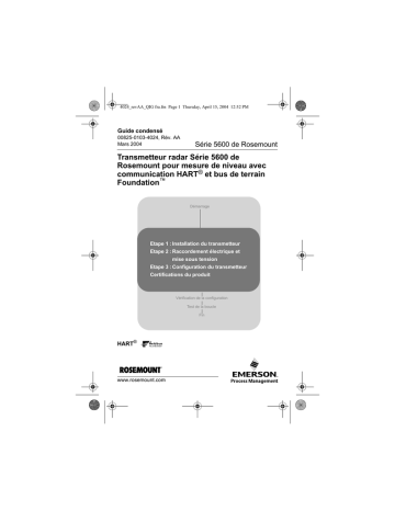 Mode d'emploi | Rosemount Série 5600 Transmetteur radar pour mesure de niveau avec communication HART® et bus de terrain Foundation™ Manuel utilisateur | Fixfr