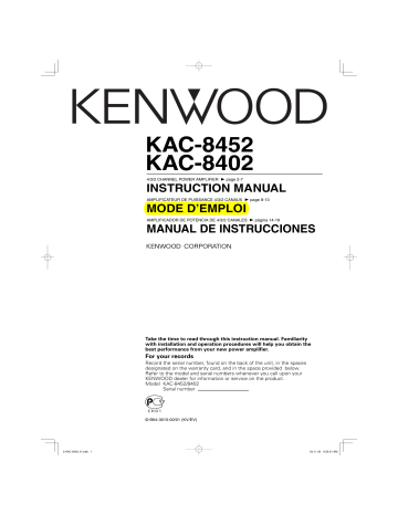 Manuel du propriétaire | Kenwood KAC-8402 Manuel utilisateur | Fixfr