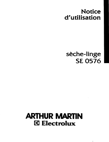 ARTHUR MARTIN ELECTROLUX SE0576 Manuel utilisateur | Fixfr