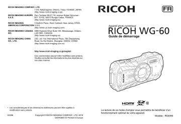 Guide de démarrage rapide | Ricoh WG-60 Manuel utilisateur | Fixfr