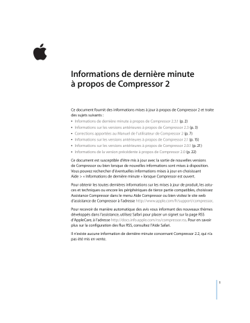 Manuel du propriétaire | Apple Compressor 2 Manuel utilisateur | Fixfr