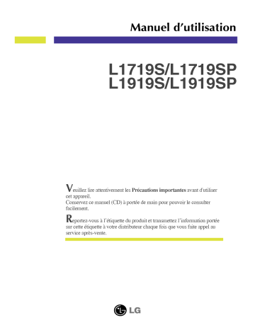 Manuel du propriétaire | LG L1719S-BF Manuel utilisateur | Fixfr