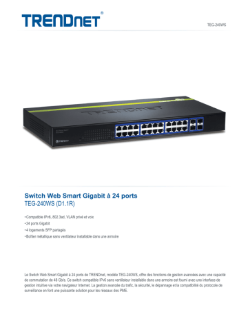 Trendnet TEG-240WS 24-Port Gigabit Web Smart Switch Fiche technique | Fixfr