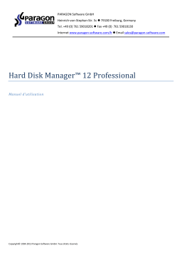 Paragon Software Hard Disk Manager 12 professional Mode d'emploi