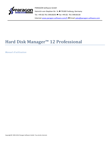 Paragon Software Hard Disk Manager 12 professional Mode d'emploi | Fixfr