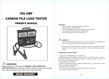 Power Fist 8494007 500A Battery Load Tester Manuel du propriétaire | Fixfr
