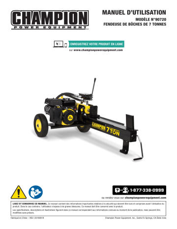 90720 | Model #90720 | Champion Power Equipment 7-Ton Log Splitter Manuel utilisateur | Fixfr