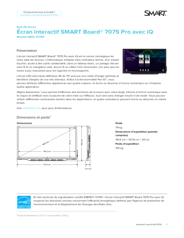 SMART Technologies Board 7000 and 7000 Pro spécification | Fixfr