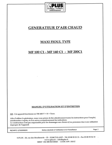 Manuel du propriétaire | S.PLUS MF 140 C1 Manuel utilisateur | Fixfr
