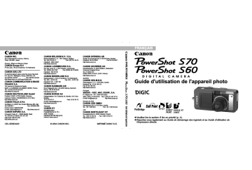 Powershot S70 | Mode d'emploi | Canon Powershot S60 Manuel utilisateur | Fixfr