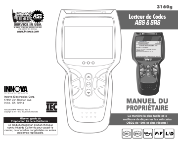 Manuel du propriétaire | Innova 3160g OBD2 ScanTool Manuel utilisateur | Fixfr