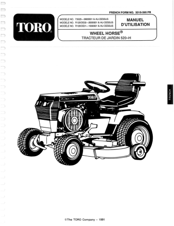 Toro 520-H Garden Tractor Riding Product Manuel utilisateur | Fixfr