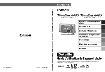 PowerShot A450 | Mode d'emploi | Canon PowerShot A460 Manuel utilisateur | Fixfr