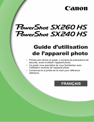 PowerShot SX260 HS | Mode d'emploi | Canon PowerShot SX240 HS Manuel utilisateur | Fixfr