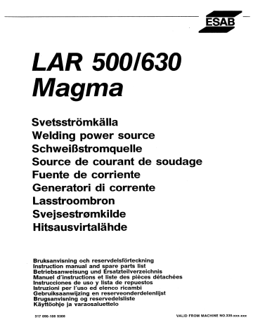 LAR 500 | ESAB LAR 630 Magma Manuel utilisateur | Fixfr