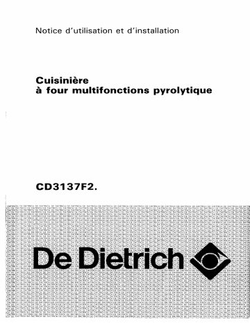 Manuel du propriétaire | De Dietrich CD3137F2 Manuel utilisateur | Fixfr