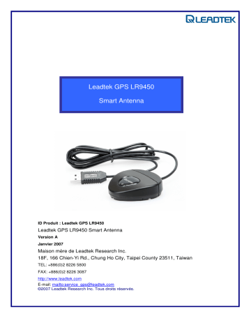 LR 9450(RJ11) | Leadtek LR 9450(USB) GPS Product Manuel utilisateur | Fixfr