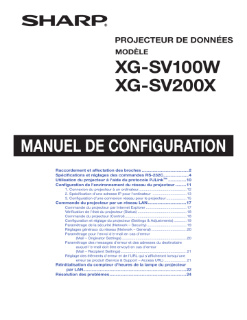 Manuel du propriétaire | Sharp XG-SV200X Manuel utilisateur | Fixfr