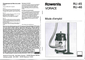 Manuel du propriétaire | Rowenta RU 45 VORACE Manuel utilisateur | Fixfr