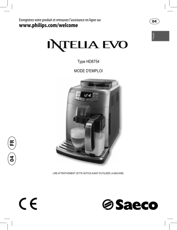 Manuel du propriétaire | Saeco HD8754 Intelia Evo Machine à expresso Manuel utilisateur | Fixfr