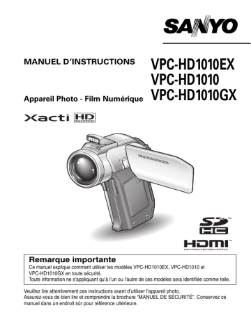 Manuel du propriétaire | LOGICOM-SANYO XACTI VPC-HD1010 Manuel utilisateur | Fixfr