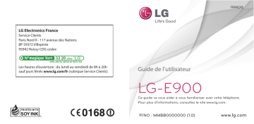 Manuel du propriétaire | LG E900 Manuel utilisateur | Fixfr