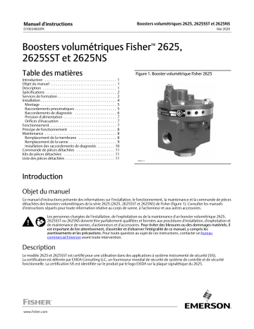 Fisher Boosters volumétriques 2625, 2625SST et 2625NS de (2625, 2625SST and 2625NS Volume Boosters) Manuel du propriétaire | Fixfr