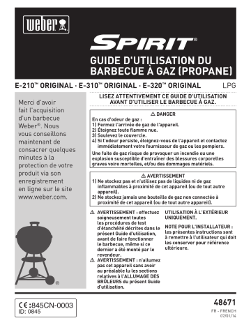 Manuel du propriétaire | Weber Spirit Original E-320 Manuel utilisateur | Fixfr