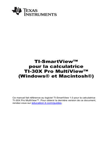 Manuel du propriétaire | Texas Instruments TI-SMARTVIEW Manuel utilisateur | Fixfr