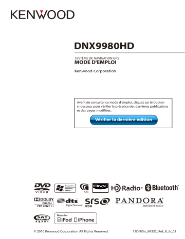 Kenwood DNX 9980 HD Mode d'emploi | Fixfr