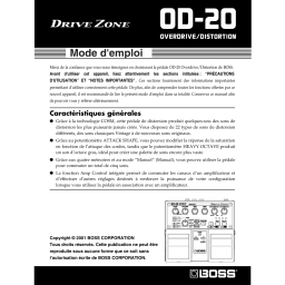 Boss OD-20 Manuel utilisateur