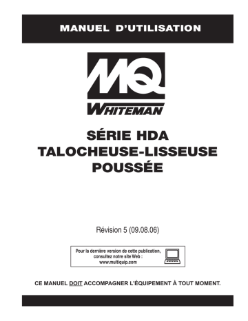 Mode d'emploi | MQ Multiquip HDA-SERIES Truelles a commandes arriere Manuel utilisateur | Fixfr