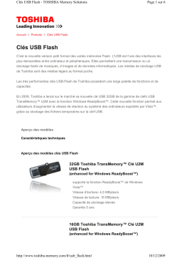 Toshiba TRANSMEMORY U2M FLASH 16 GB Manuel utilisateur