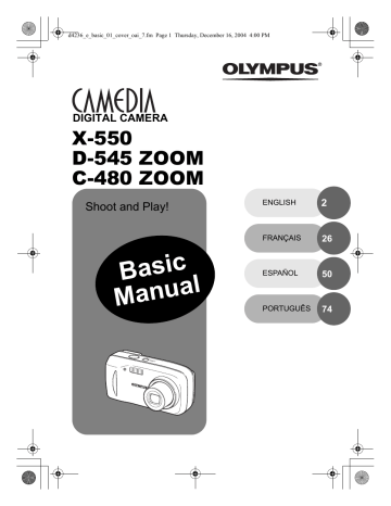 C480 Zoom | X550 | Olympus D545 Zoom Manuel utilisateur | Fixfr