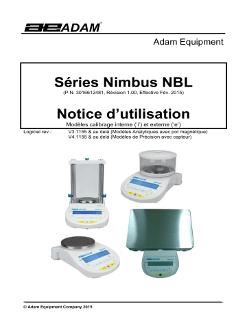 Adam Equipment NBLe i Nimbus® Analytical Balance Manuel utilisateur | Fixfr