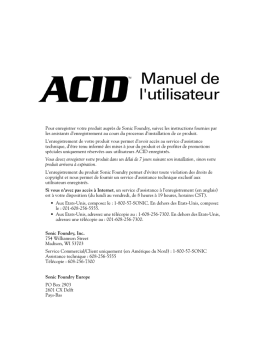 Sony Acid Manuel utilisateur