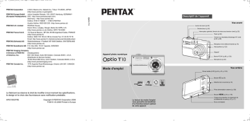 Pentax Série Optio T10 Mode d'emploi | Fixfr